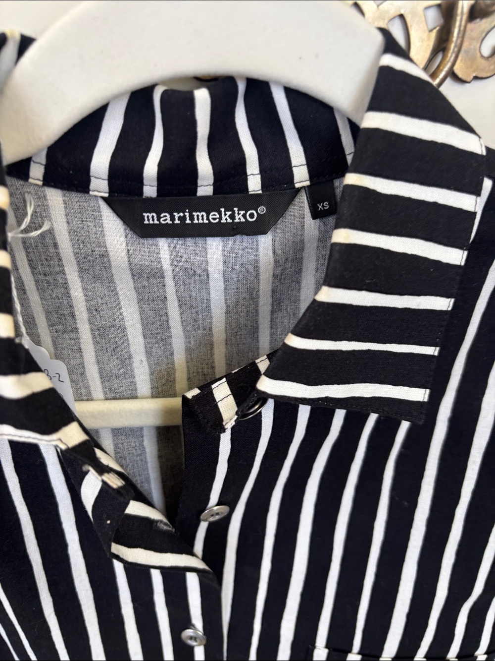 Marimekko Black and White Striped Cotton Button Down - Picture 2 of 5